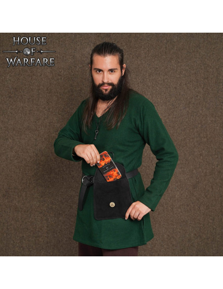 Bolsa medieval em couro de camurça...