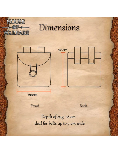 Bolsa medieval em couro de camurça...