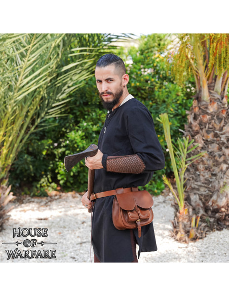 Bolsa medieval de couro marrom com...