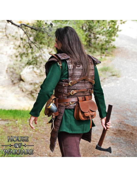 Bolsa medieval de couro marrom com...