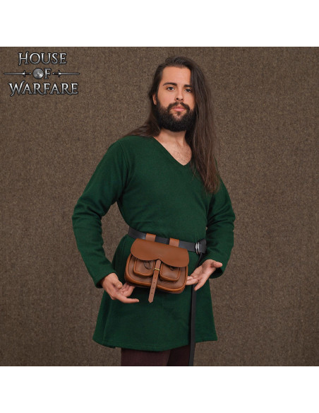 Bolsa medieval de couro marrom com...