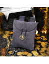 Bolsa pochete medieval de couro de camurça, cor azul