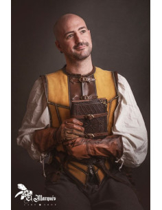 Coura medieval curta para homem, camurça amarela