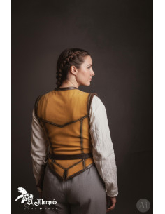 Coura medieval curta para mulher, camurça amarela 2