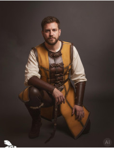 Coura medieval longa para homem, camurça amarela 2