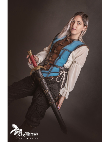 Coura medieval curta para mulher,...