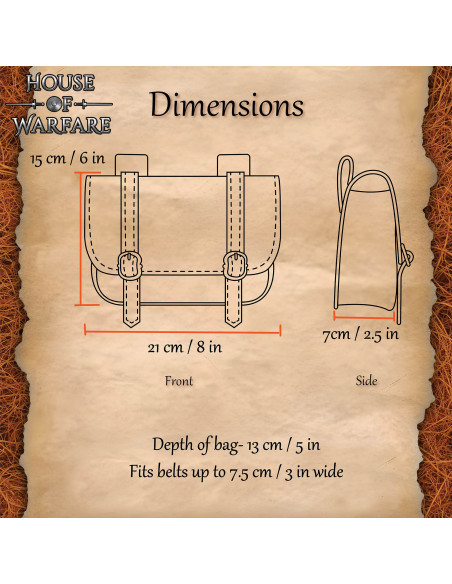 Bolsa medieval grande de dupla fivela...