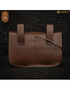 Bolsa medieval para cinto fecho de chifre, cor marrom escuro 2