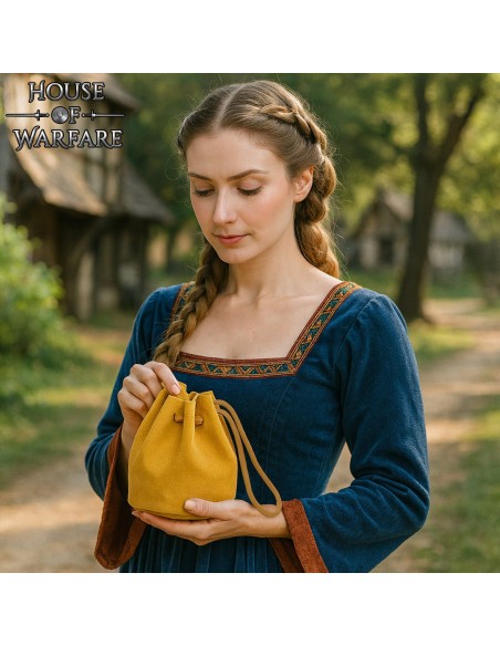 Bolsinha de camurça cor mostarda,...