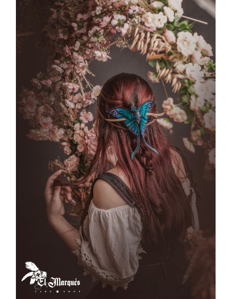 Presilha de cabelo de mariposa lunar...