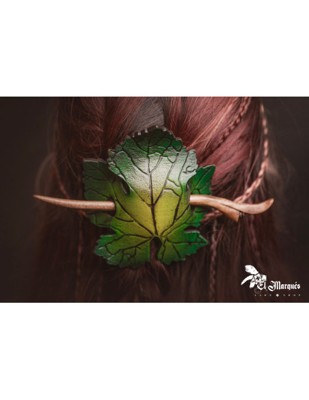 Presilha de cabelo de couro com...