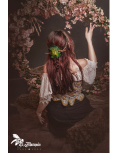 Presilha de cabelo de couro com folhas estilo primavera 2