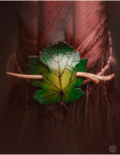 Presilha de cabelo de couro com folhas estilo primavera