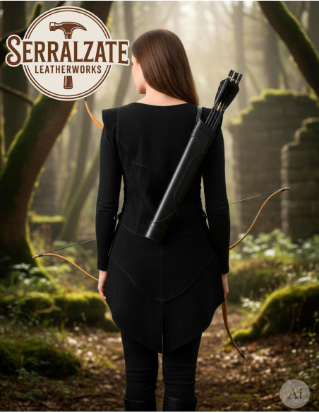 Justillo longo de couro Julienne, negro