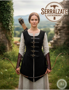 Justillo longo de couro Julienne, negro