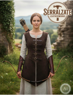 Justillo longo de couro Julienne em pele marrom