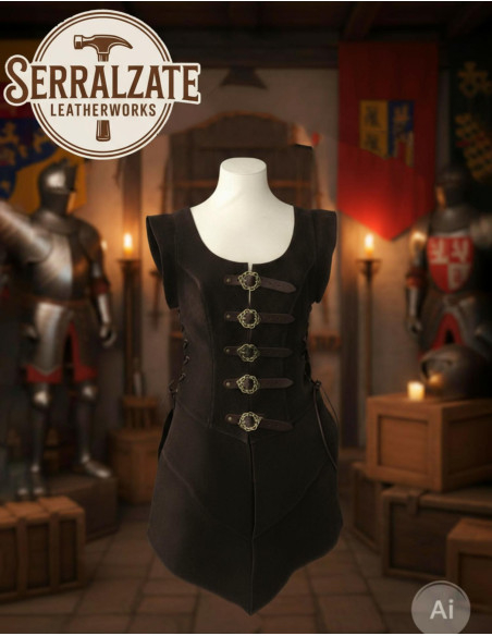 Justillo longo de couro Julienne em...