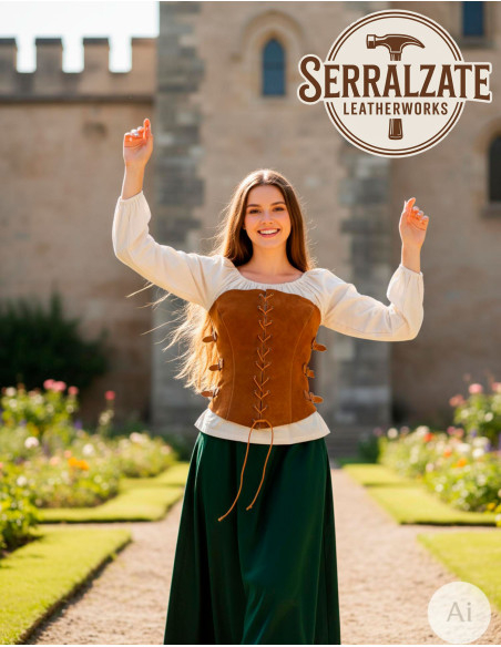 Corsé Princesa Aventureira em couro,...