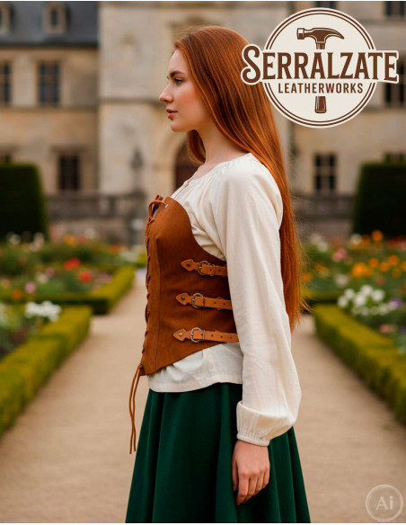 Corsé Princesa Aventureira em couro,...