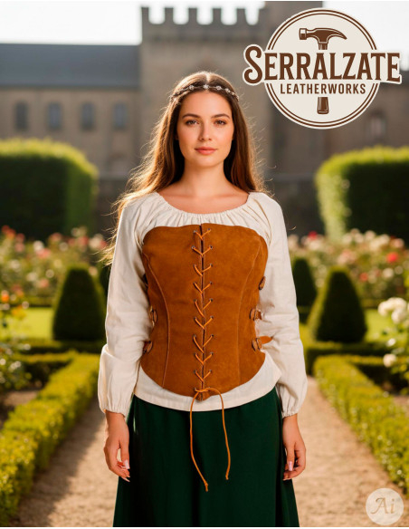 Corsé Princesa Aventureira em couro,...