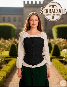 Corset Princesa Aventureira em couro, preto 2