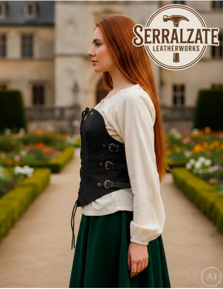 Corset Princesa Aventureira em couro,...