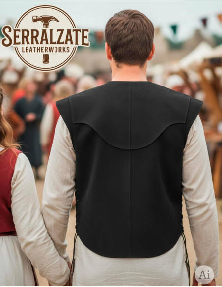 Colete Medieval Martín curto preto