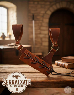 Tahalí medieval de cinto para espada, marrom escuro 2