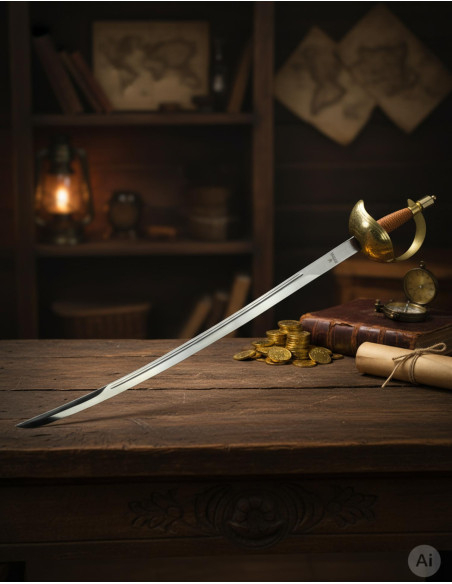 Espada Pirata de Cazoleta Forjada em...