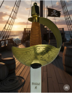 Espada Pirata de Cazoleta Forjada em Toledo 2