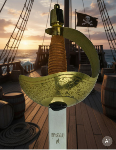 Espada Pirata de Cazoleta Forjada em...