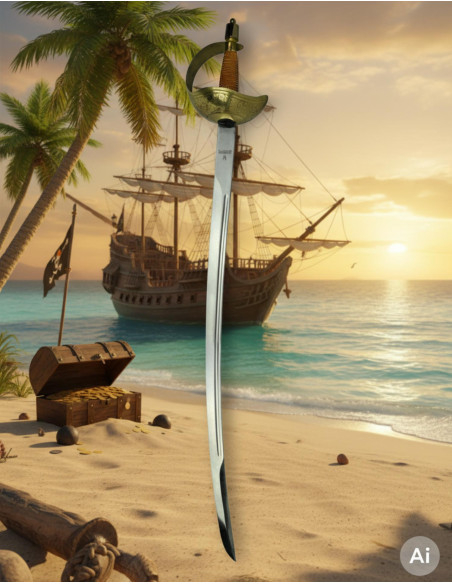 Espada Pirata de Cazoleta Forjada em...