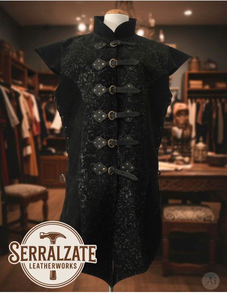 Colete longo Renascença em couro...