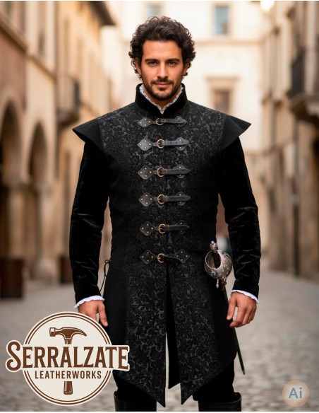 Colete longo Renascença em couro...