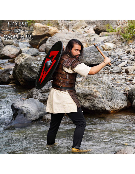 Escudo vikingue redondo em madeira...