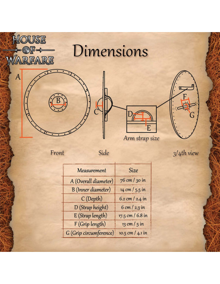 Escudo vikingue redondo em madeira...