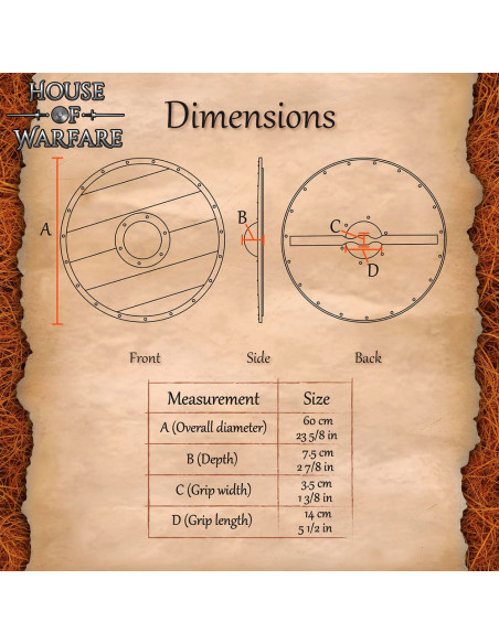 Escudo Viking redondo de madeira...