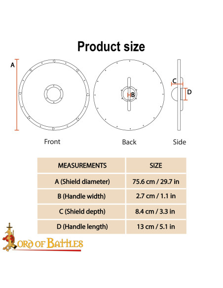 Escudo vikingue de combate em madeira...