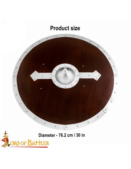 Escudo redondo vikingo em madeira com...