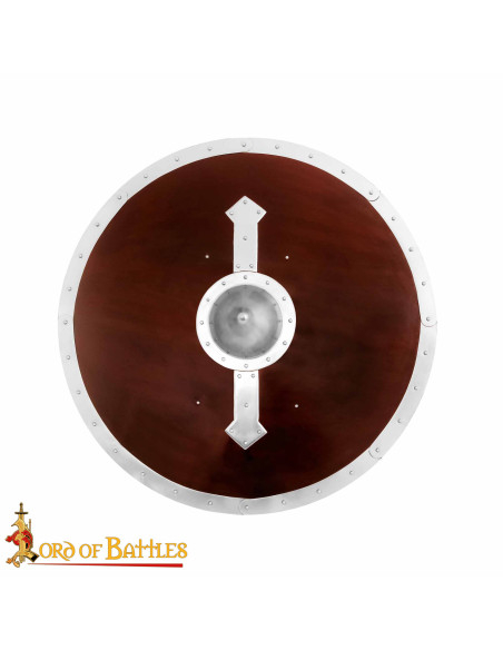 Escudo redondo vikingo em madeira com...