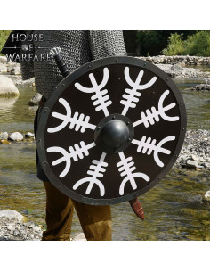 Escudo vikingue redondo de madeira modelo Aegishjalmur 2