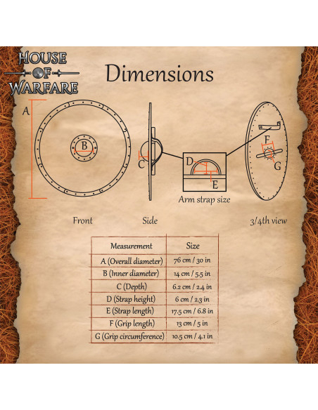 Escudo vikingue redondo de madeira...