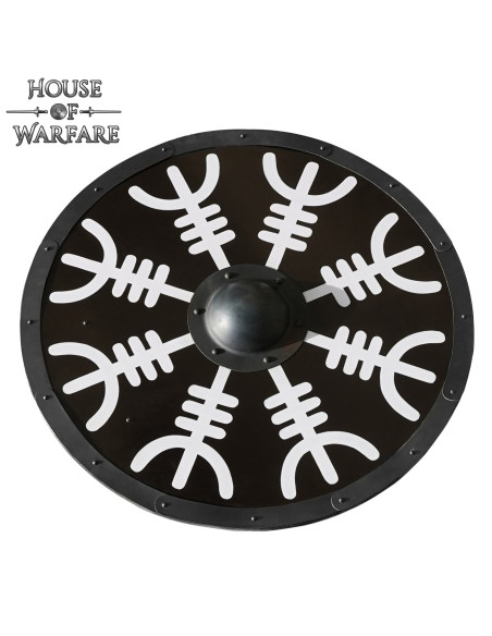 Escudo vikingue redondo de madeira...