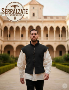 Jubão medieval e renascentista em camurça negra 2