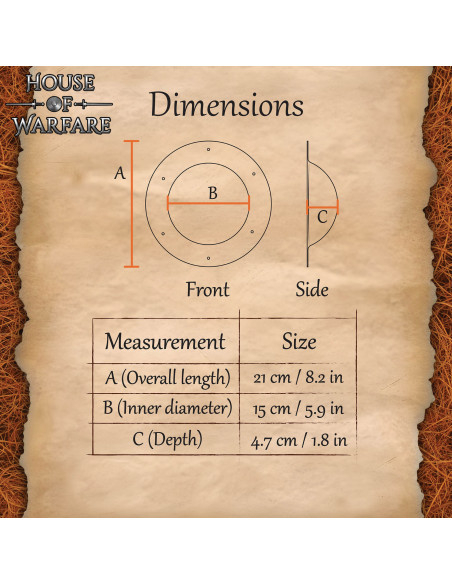 Umbo redondo em aço forjado à mão...