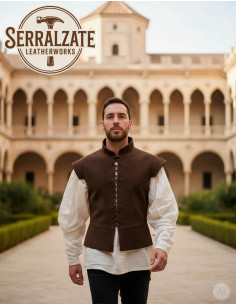 Jubão medieval e renascentista em couro camurça marrom... 2