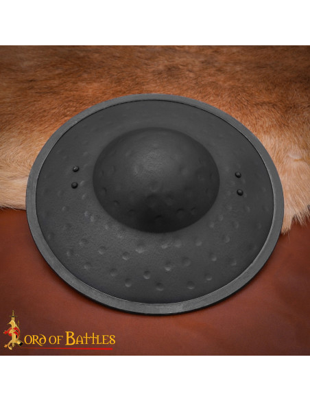 Broquel medieval em aço negro,...