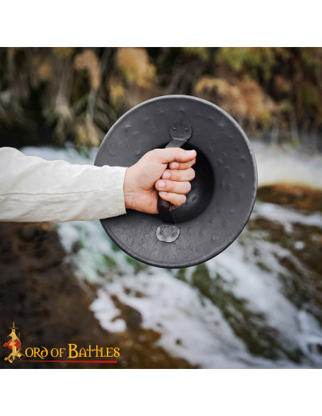 Broquel medieval em aço negro,...