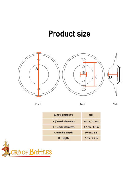 Broquel medieval em aço negro,...