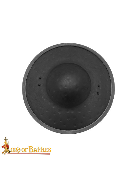 Broquel medieval em aço negro,...